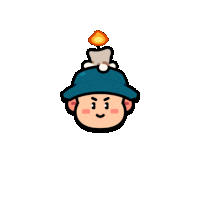 a cartoon of a man holding a marshmallow stick
