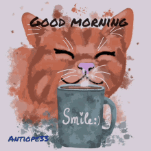 good morning cat coffee coffee time cup of coffee