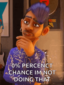 a cartoon character with a mohawk and earrings is thinking about something .