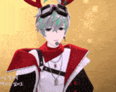 a cartoon character wearing a red scarf and goggles