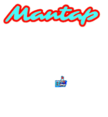 a blue and red thumbs up with the word mantap written above it