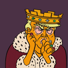 a cartoon of donald trump with a crown on his head