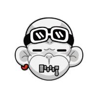 a cartoon of a monkey with glasses and a zipper in its mouth