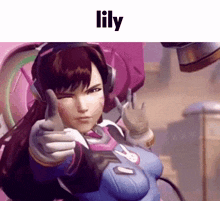 a girl in a video game is giving a thumbs up sign .