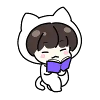 a cartoon of a person reading a book