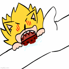 a drawing of a cartoon character with a mouth open