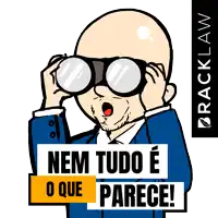 a cartoon of a man looking through binoculars with the words nem tudo e o que parece