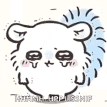 a black and white drawing of a polar bear 's face with a blue background .