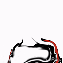 a cartoon drawing of a person with a red shirt and a black face