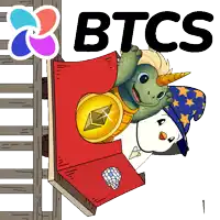 a cartoon of a roller coaster with the word btcs on the top