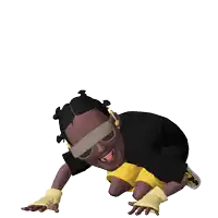 a cartoon character wearing a black shirt that says jollox