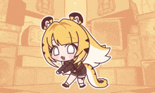 a cartoon drawing of a girl with yellow hair and ears