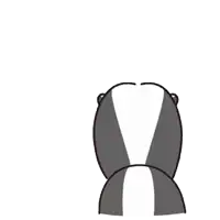 a cartoon drawing of a skunk with sharp teeth looking at the camera