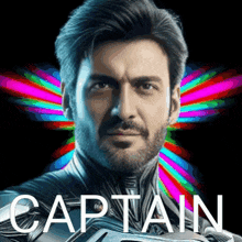 a man with a beard and the name captain written on it