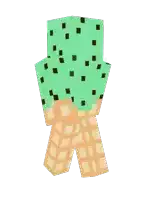 a pixel art drawing of a waffle cone with mint chip ice cream on top