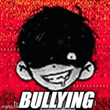 a cartoon of a boy with a mask on his face and the words `` bullying '' .