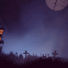 a cemetery with a ghost and the word ghosts