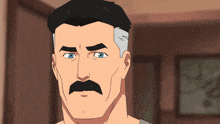 a cartoon man with a mustache and gray hair