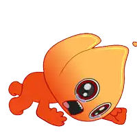 a cartoon drawing of a crying orange character with big eyes
