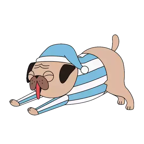 Stretch Pug Sticker - Stretch Pug Yawn Stickers
