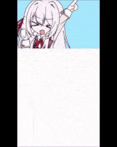 a blurry picture of two anime girls standing next to each other on a red background .