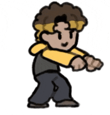 a cartoon of a man wearing a yellow headband and a yellow shirt .