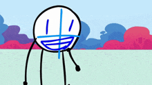 a drawing of a cartoon character with a blue mouth