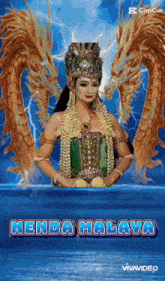 a picture of a woman with dragons behind her and the words nenda malaya