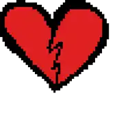 a pixel art of a broken heart with a black border