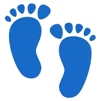 a pair of blue footprints on a white background ..