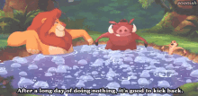 After A Long Day Of Doing Nothing, It'S Good To Kick Back GIF - The Lion King Mufasa Pumbaa GIFs