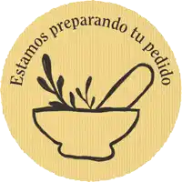 a drawing of a mortar and pestle with the words estamos preparando tu pedido around it