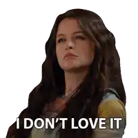 a woman says i don 't love it in a sticker