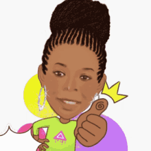 a cartoon of a woman giving a thumbs up sign