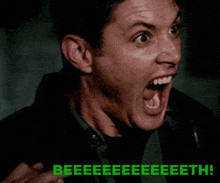 a man with his mouth open and the word beeeeeeeeeth on the bottom right