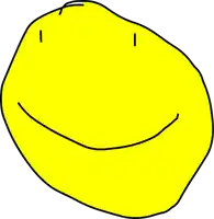 a drawing of a yellow smiley face with two eyes and a mouth