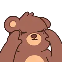 a cartoon drawing of a teddy bear with his eyes closed