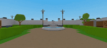 a computer generated image of a fountain in a park