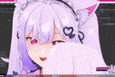 a computer screen shows a girl with a cat ear and hearts on her hair