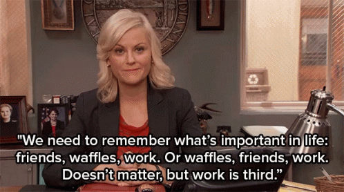 Parks And Rec Waffles, friends, work GIF.