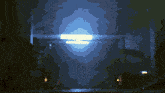 a computer generated image of a tunnel with a light coming out of the top