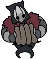 a cartoon drawing of a monster with a red scarf on