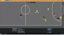 a computer screen shows a soccer game being played