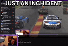 a screenshot of a racing game with the words just an incident above it