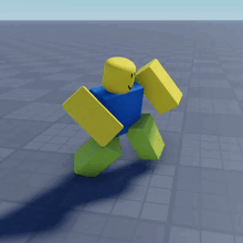a roblox character with yellow arms and legs is walking