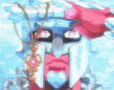 a cartoon character with a helmet and a necklace on his neck .
