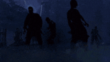 a group of soldiers standing in a foggy room