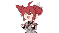 a drawing of a girl with red hair and a bow in her hair