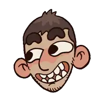 a cartoon drawing of a man 's face with a big smile on his face