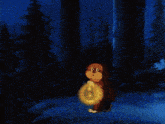 a painting of a forest with trees and plants in the dark